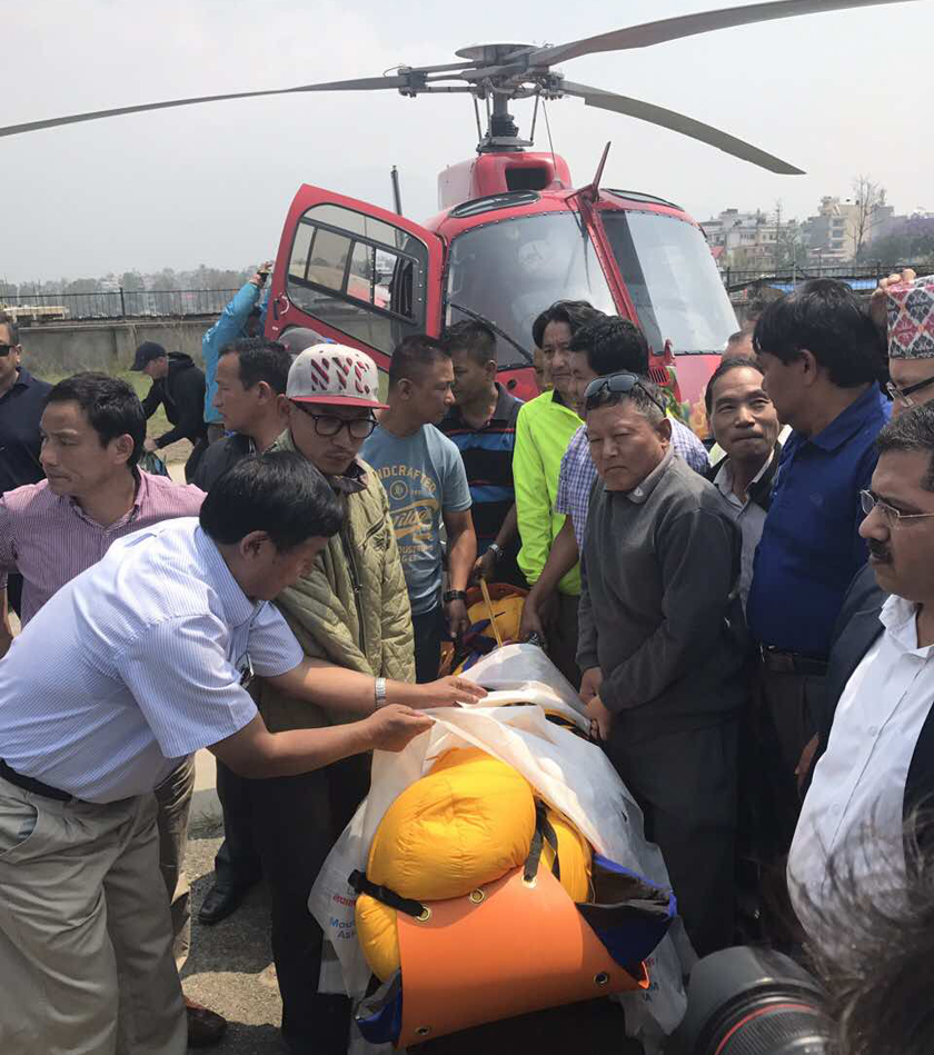 Body of octogenarian climber Sherchan airlifted to Kathmandu for posmortem